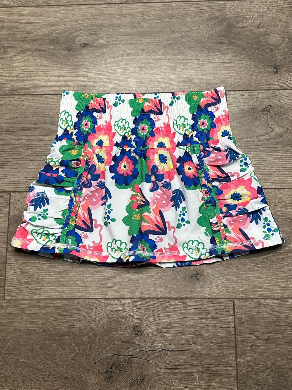 The Bubble Prince Ruched Tennis Skirt Skort Royal Flower Print Size XS